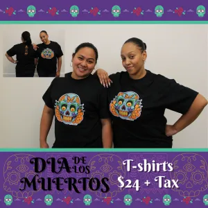 Ladies showcasing Dia De Los Muertos T-Shirts